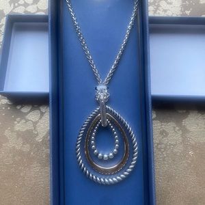 Long silver and brass necklace